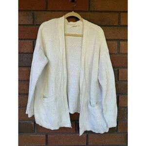 Marine Layer Womens Large White Open Knit Long Sleeves Catalina Cardigan Sweater